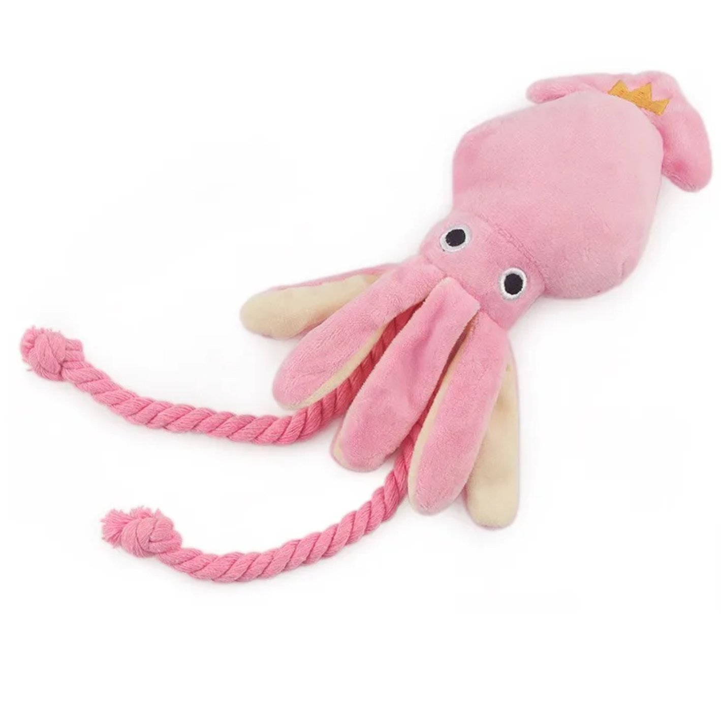 Jouet peluche Calamar Rose pour Animal avec Corde à Mâcher