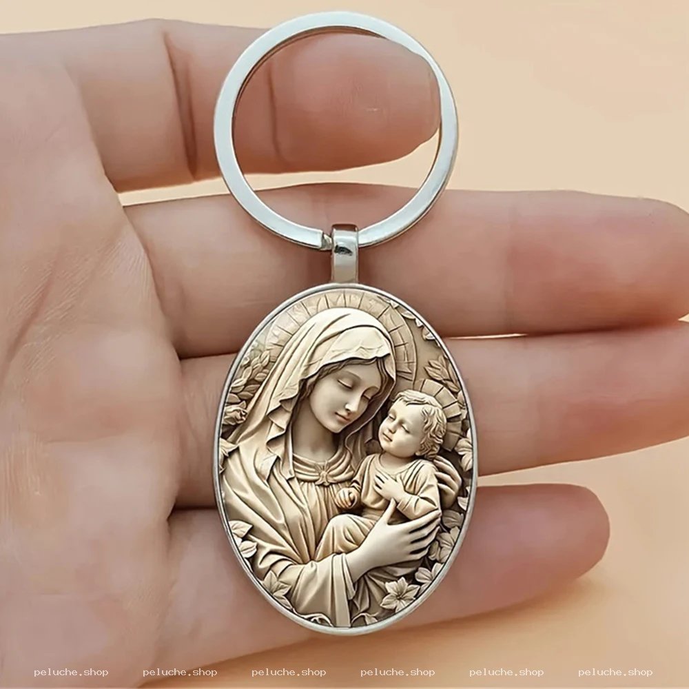 Porte-clés Vierge Marie & Enfant Jésus | Élégant et spirituel
