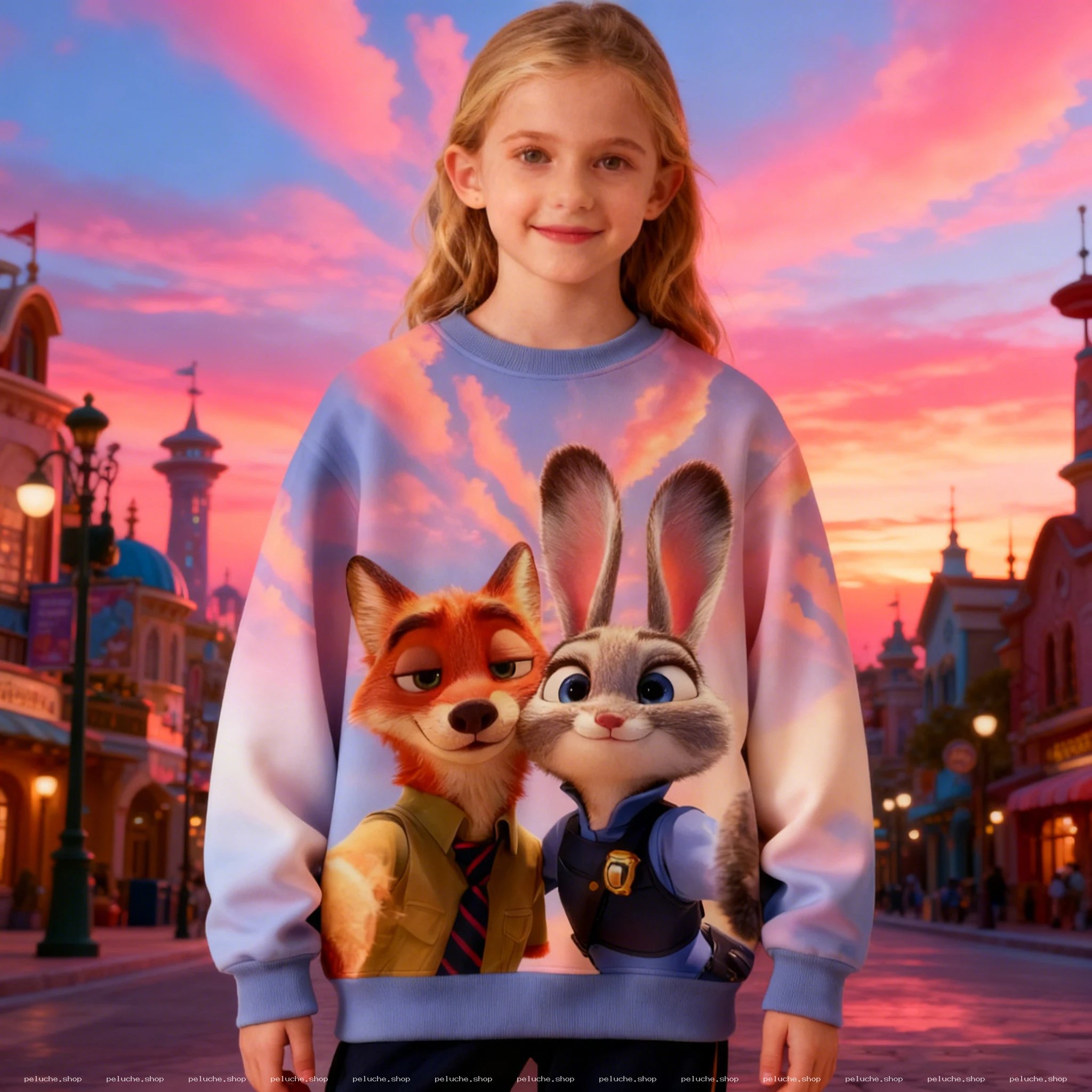 Sweat Zootopie Enfant Nick & Judy – Confort & Style Pastel