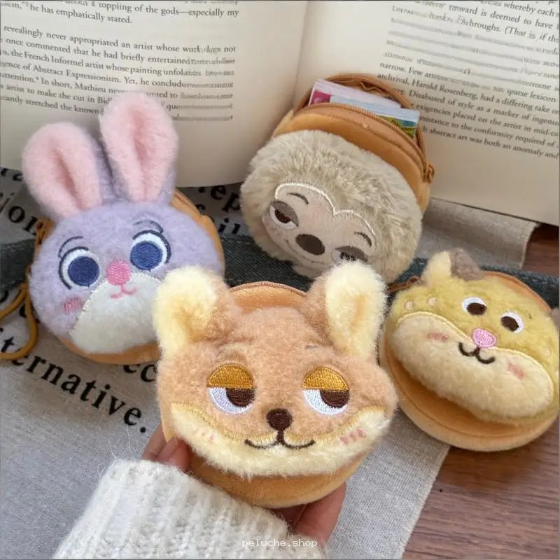 Mini porte-monnaie animaux en peluche doux et adorables