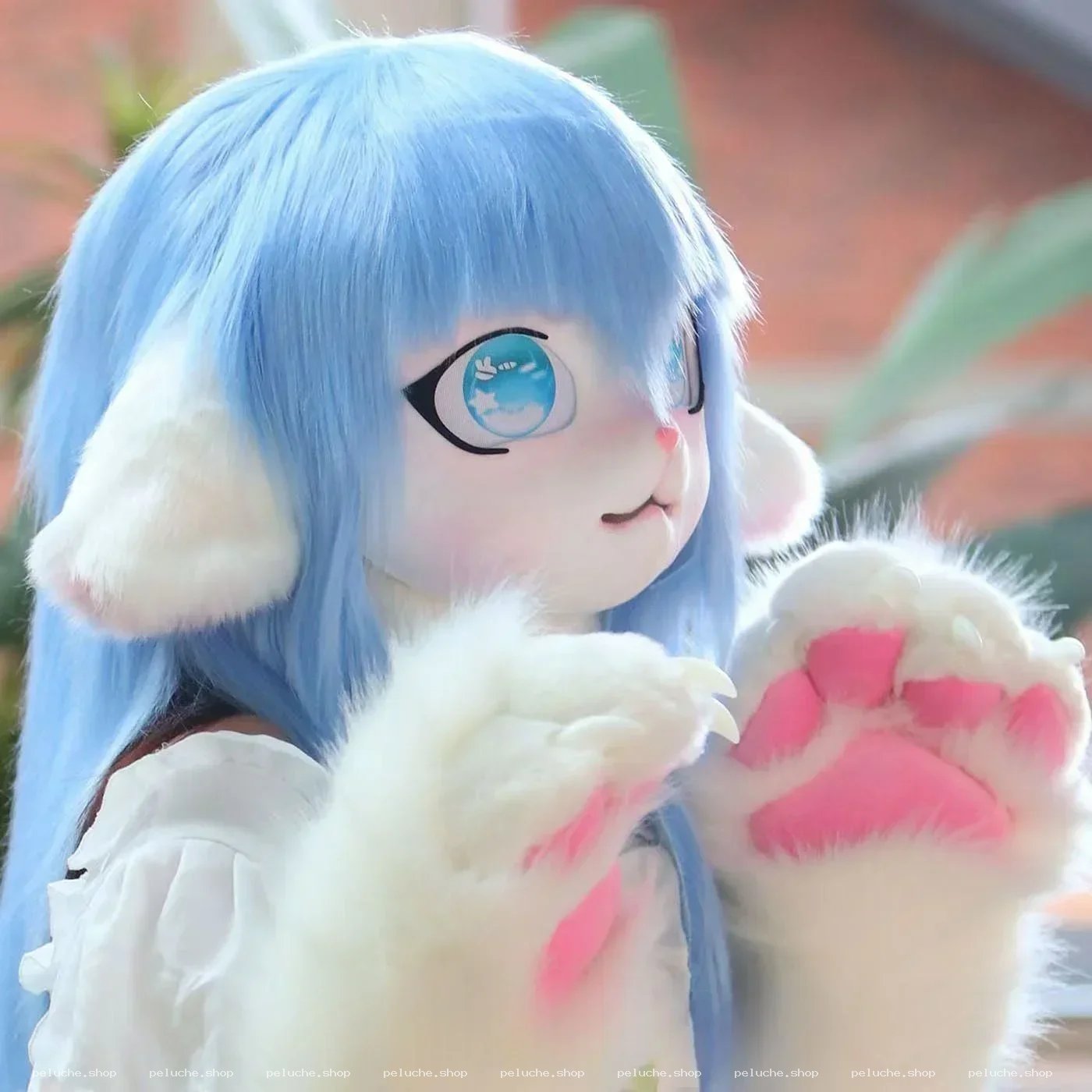 Fursuit Lapin Bleu Kawaii - Yeux Ciel & Pattes Douces