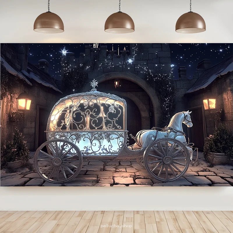 Tapisserie Carrosse Enchanté : Conte de Fées & Nuit Étoilée