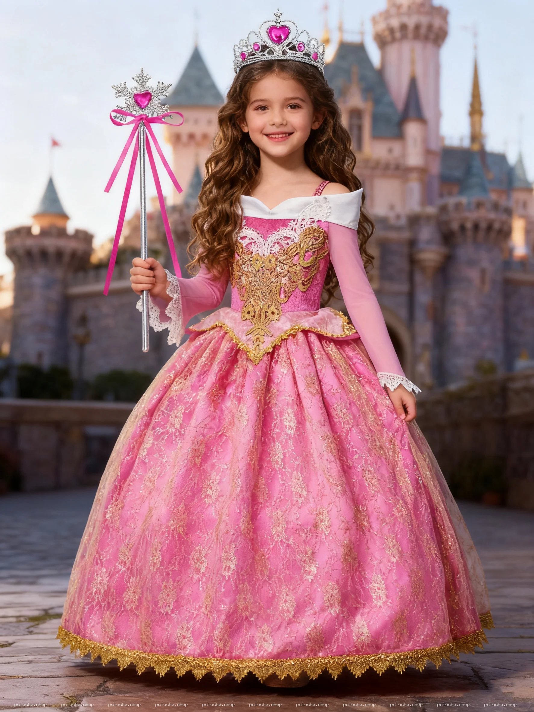 Robe de Princesse Aurore Rose pour Enfant - Rêve Féerique