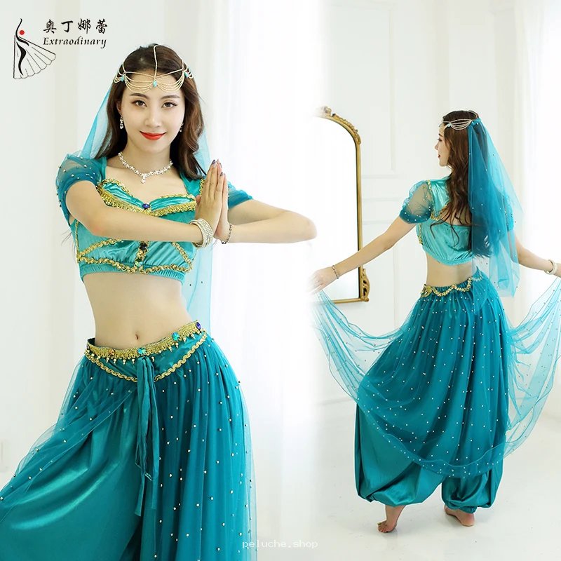 Tenue Danse du Ventre Style Jasmine avec Voile & Bijoux