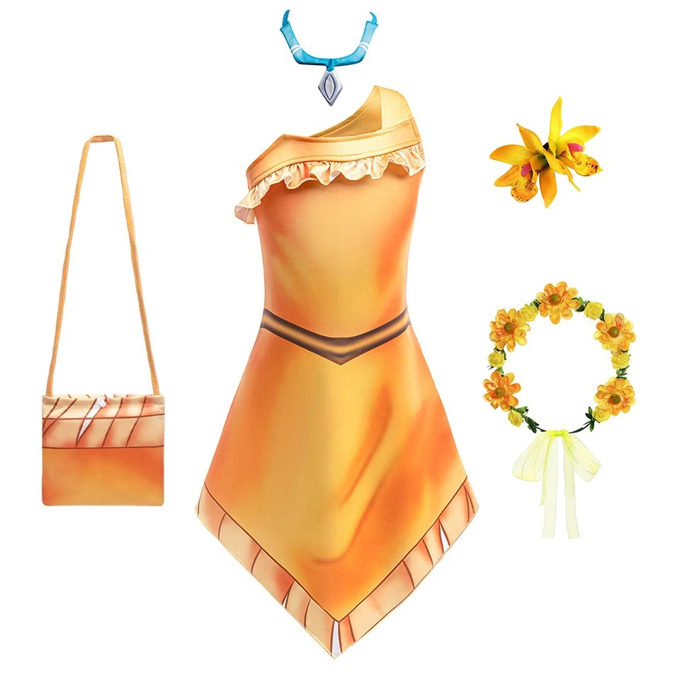 Déguisement Moana Enfant - Robe, collier, sac et accessoires