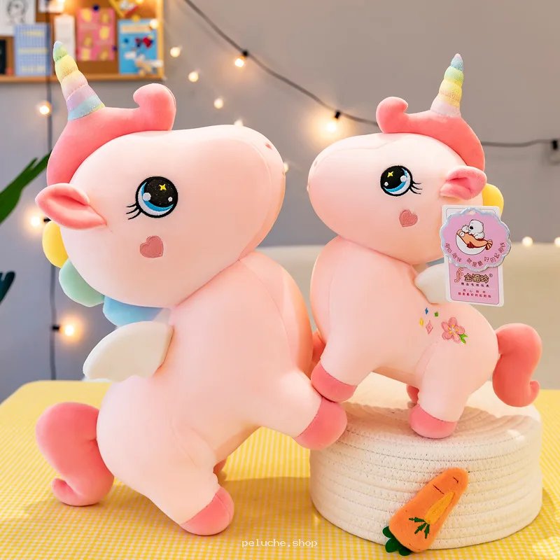 Peluche Licorne Rose Arc-en-ciel - Douce et Magique