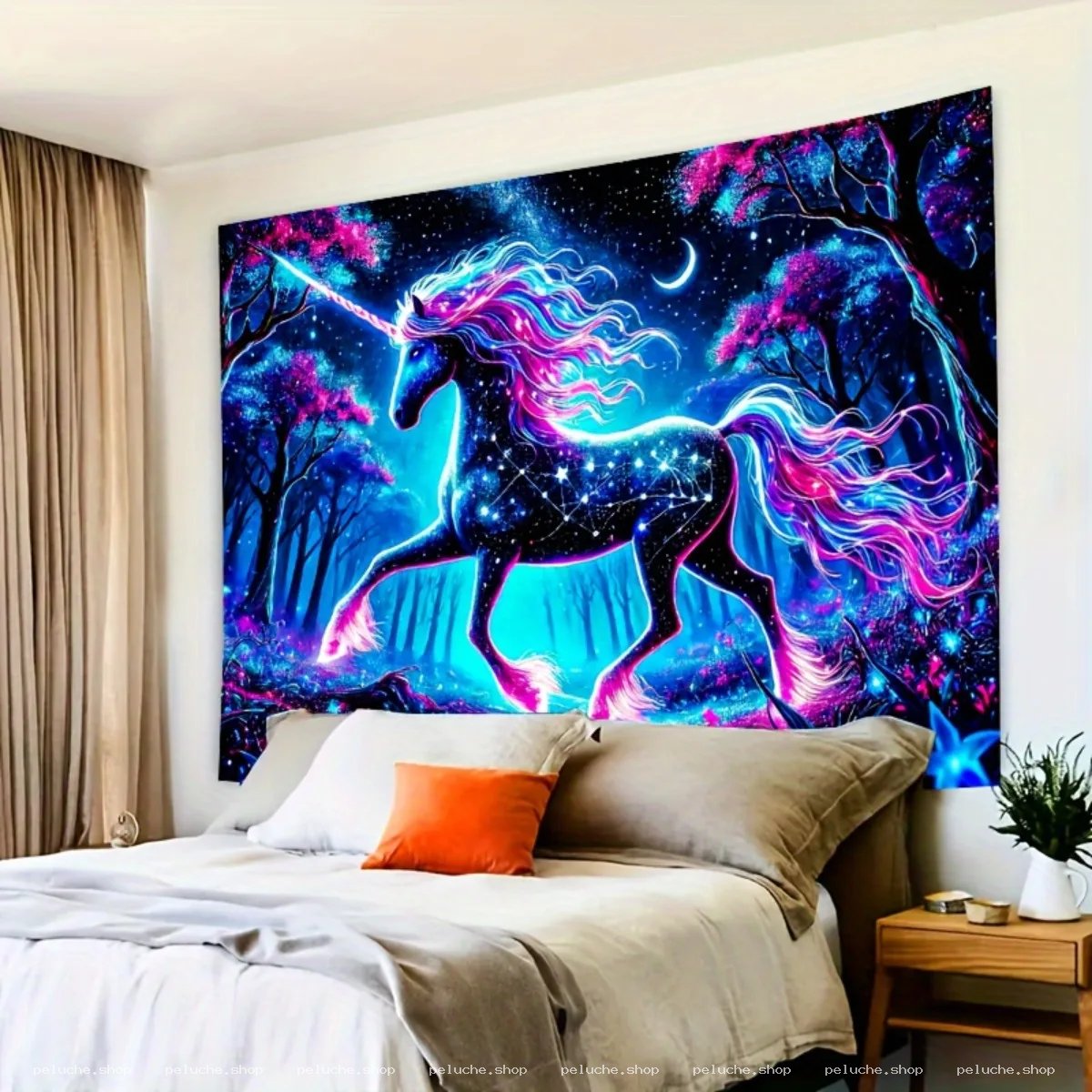 Tapisserie Licorne Galactique Lumineuse | Déco Murale Féérique