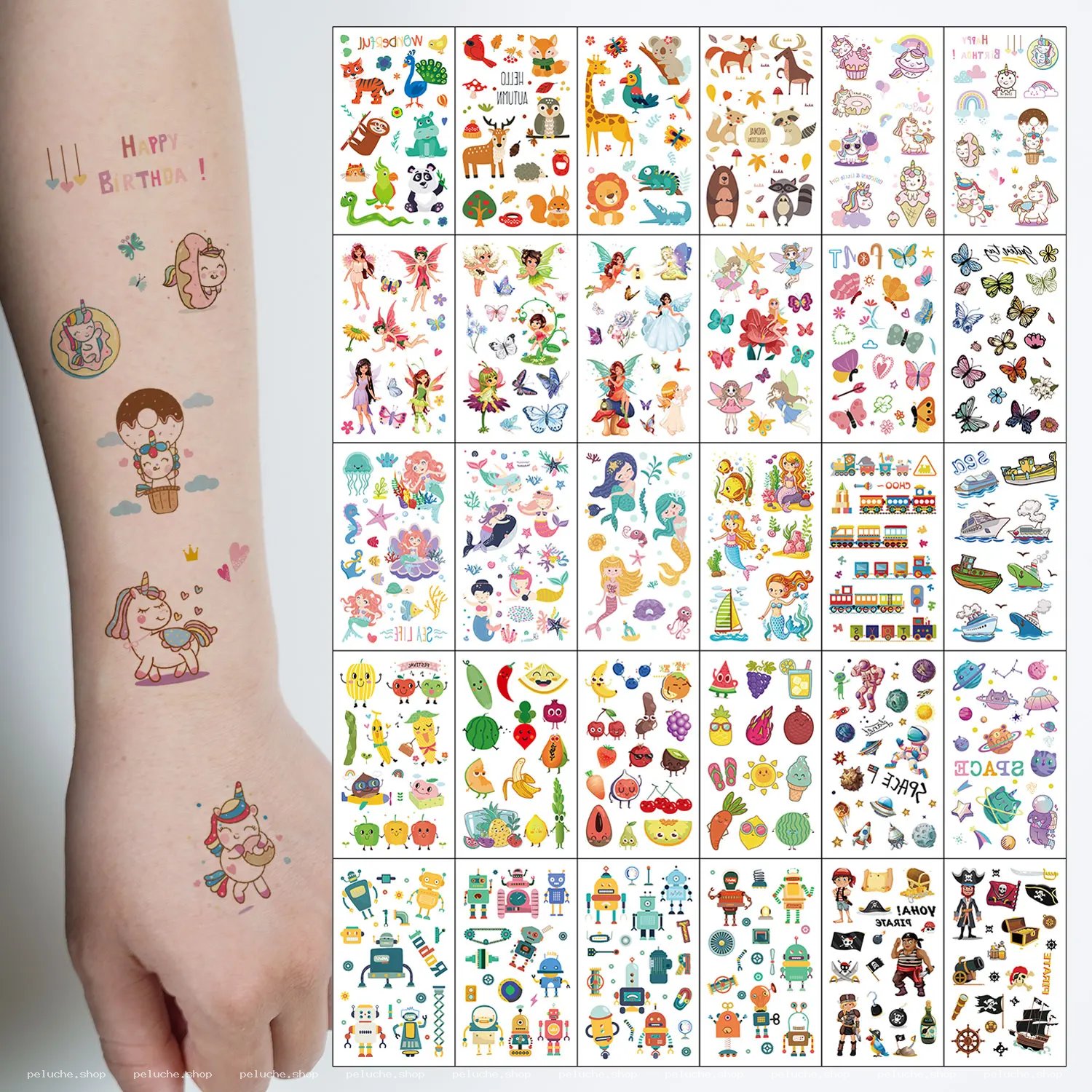 Tatouages temporaires enfants | Licornes, Fées, Animaux