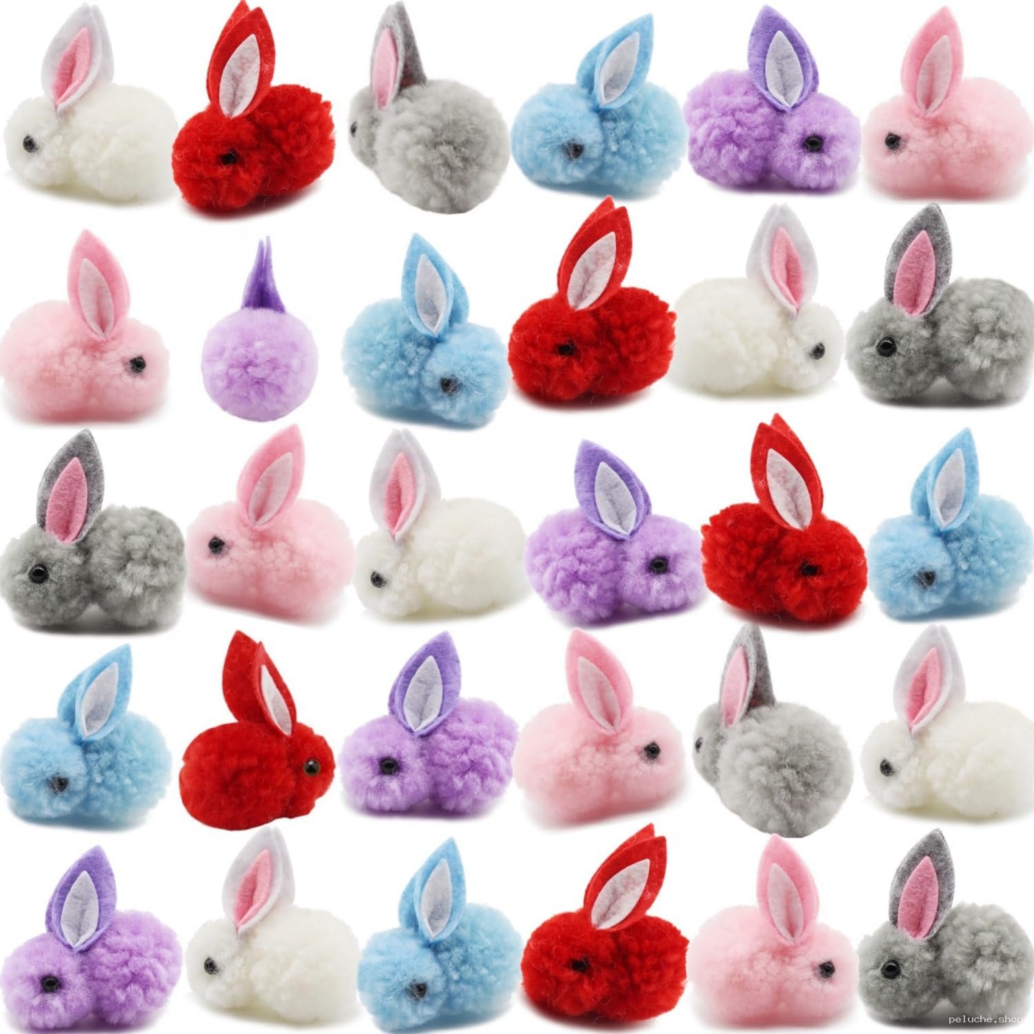 Mignons Lapins Pompons Multicolores - Décoration & DIY