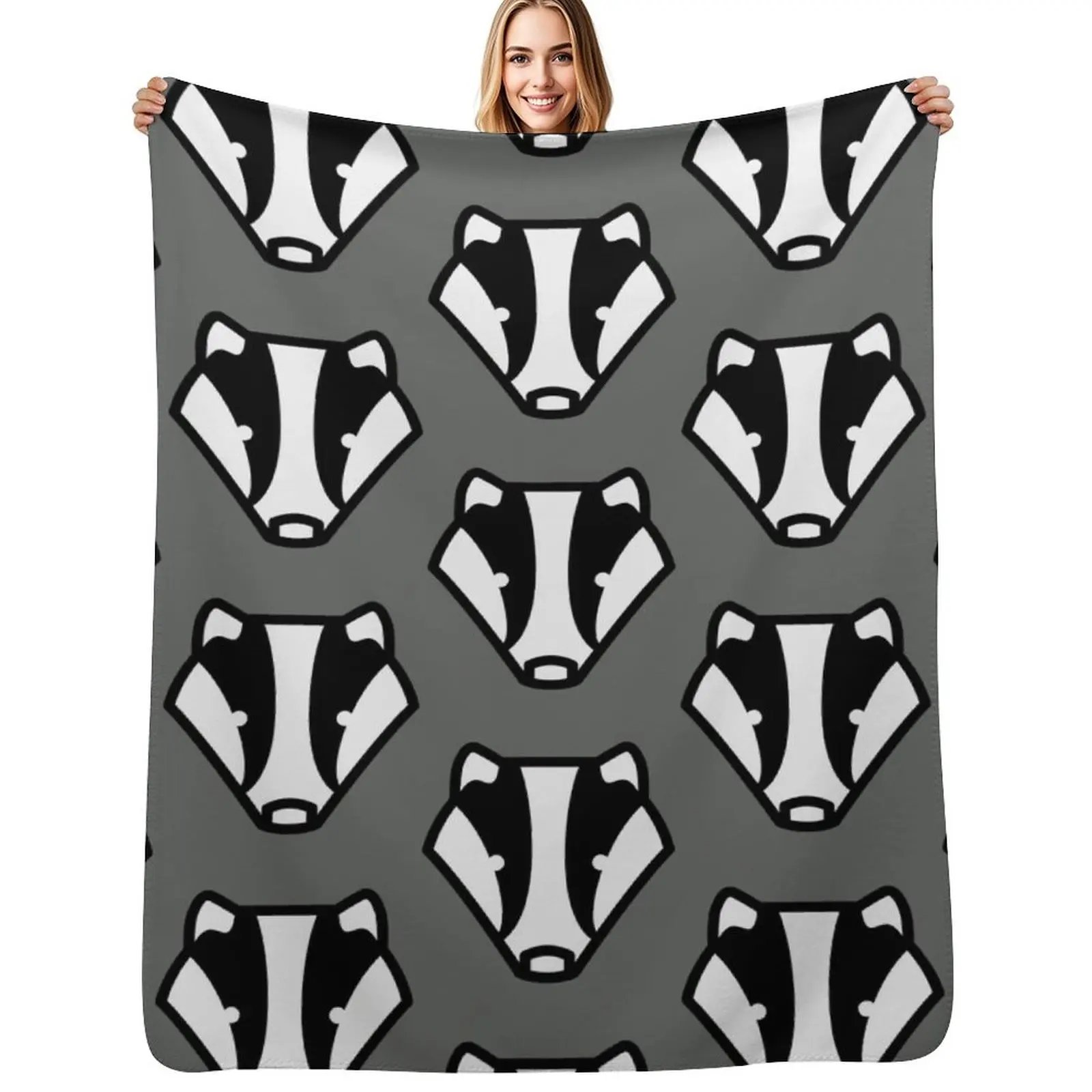 Plaid Doux Motif Blaireau Cartoon | Couverture Originale