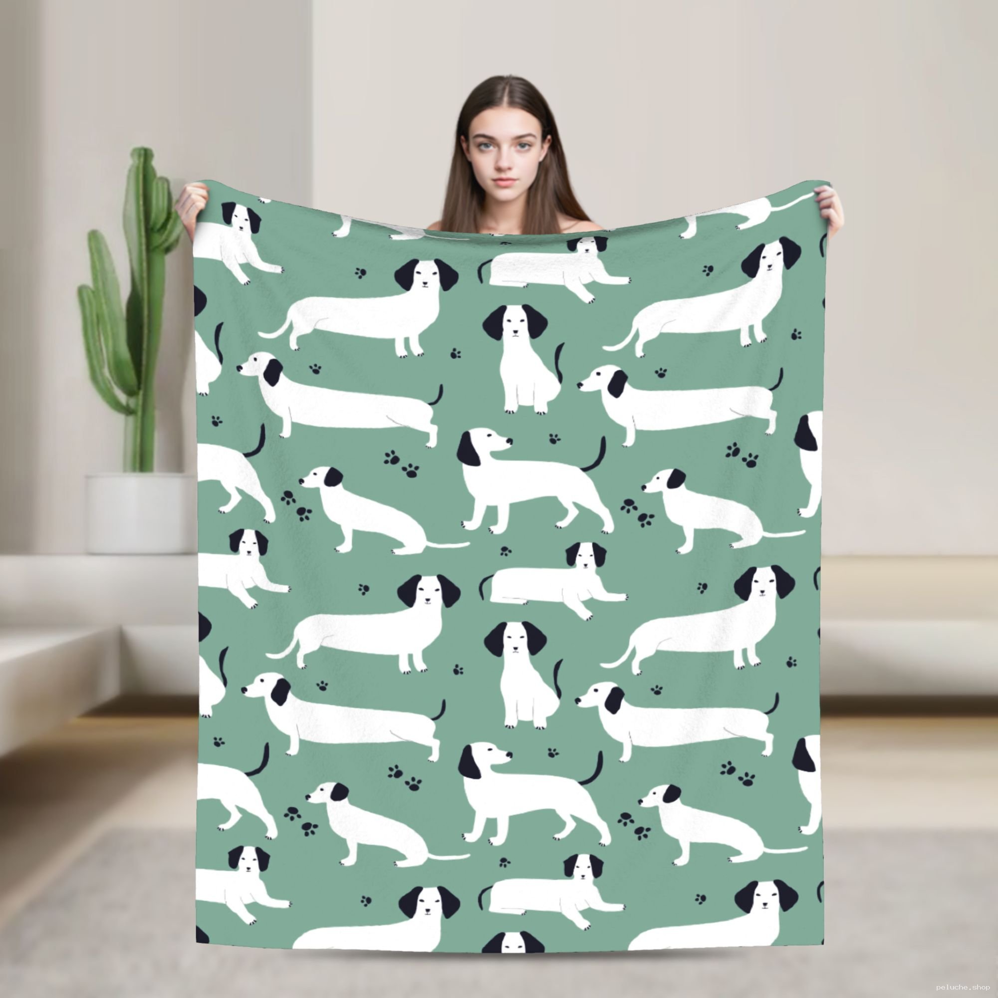 Plaid Teckel Mignon - Couverture Douce pour Amoureux des Chiens