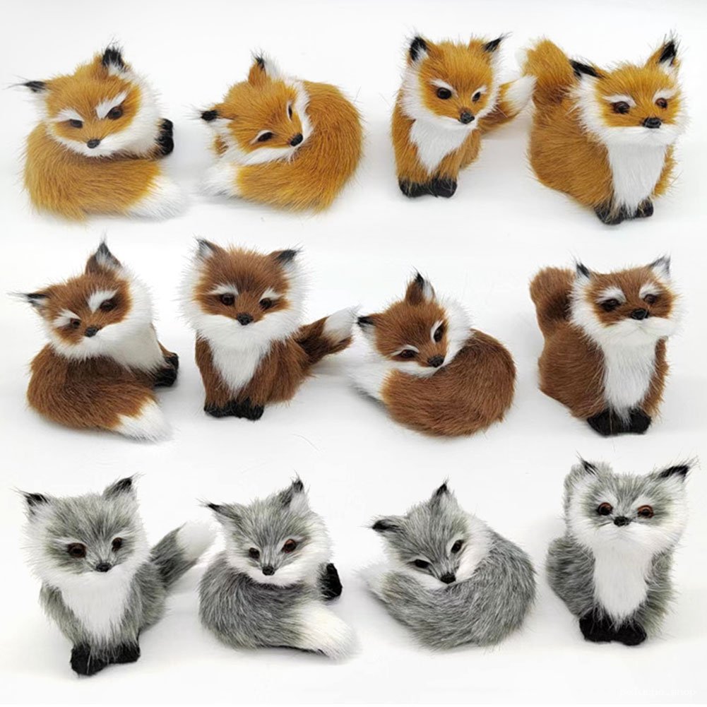 Mini renards réalistes en peluche | Décoration douce & ludique