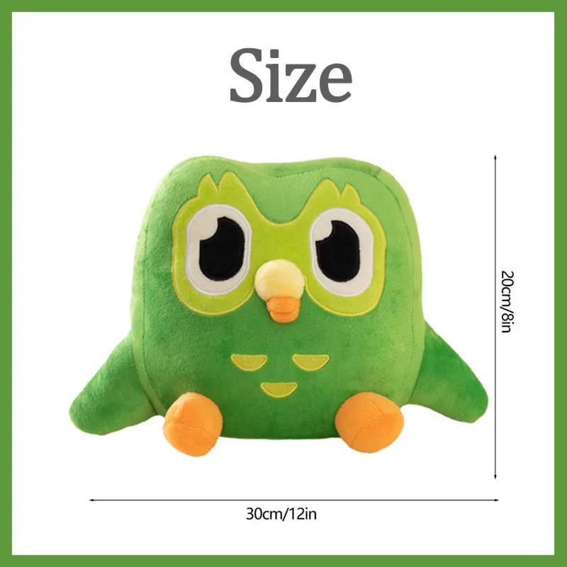 Peluche Duolingo Duo Hibou Vert 30cm - Cadeau Unique