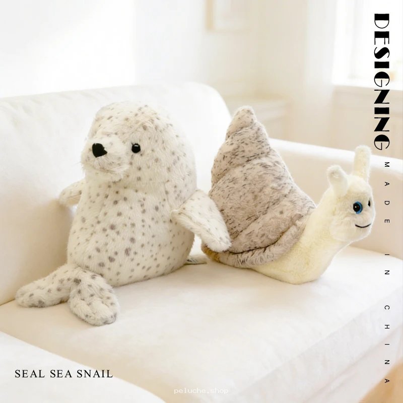 Peluche phoque et escargot marin doux | Cadeau enfant