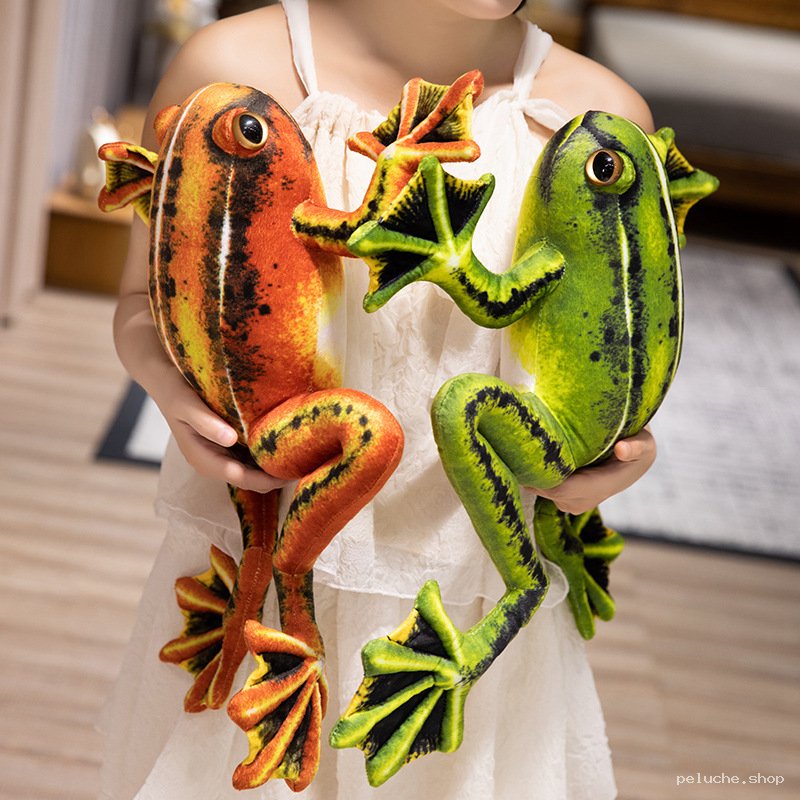 Peluches Grenouille Réalistes - Orange et Verte - Câlins