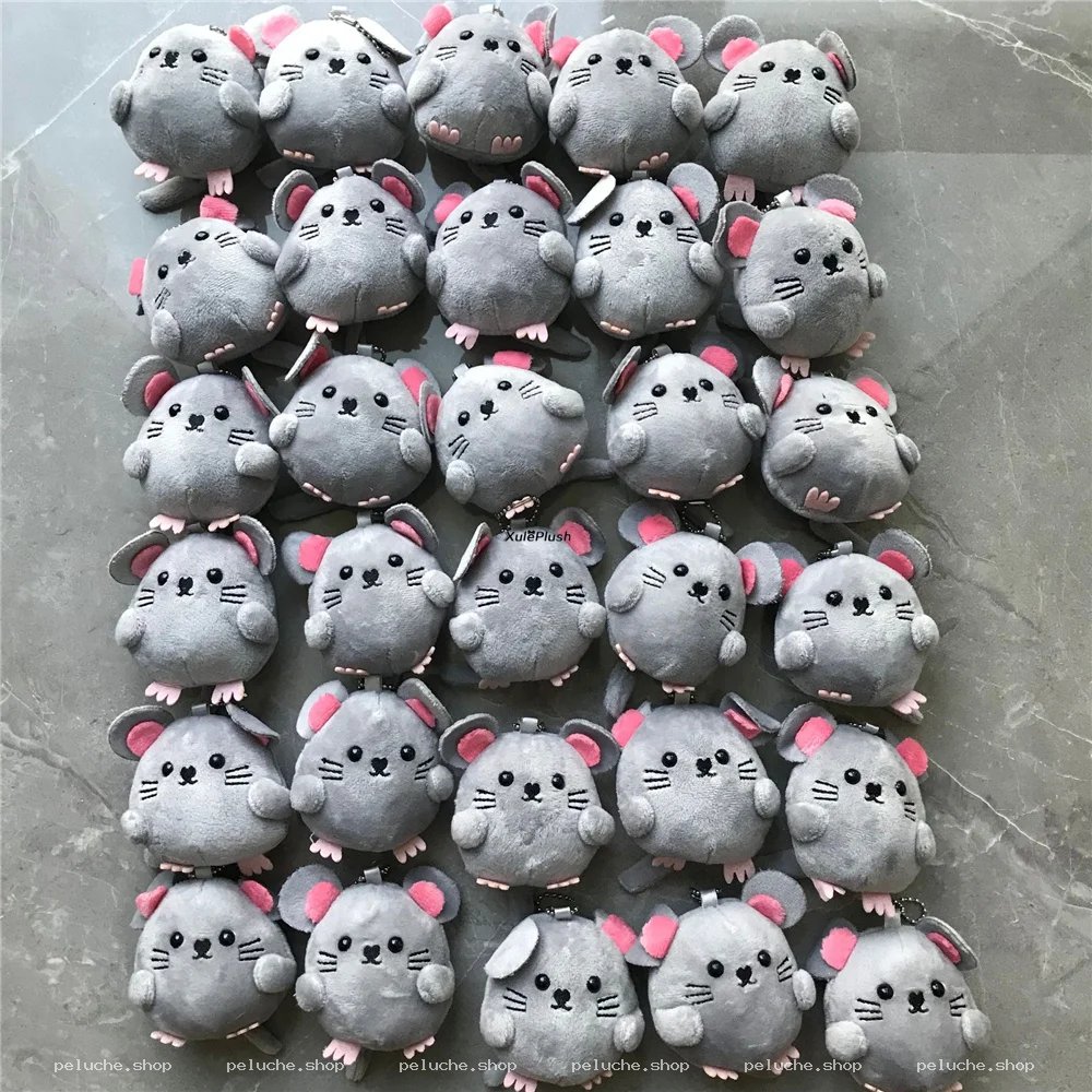 Mini porte-clés souris peluche grise - Adorable cadeau