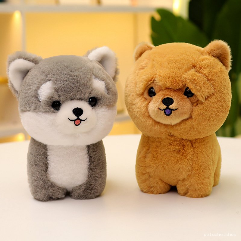 Peluches Chiots Mignons | Husky & Ourson Doux et Câlins