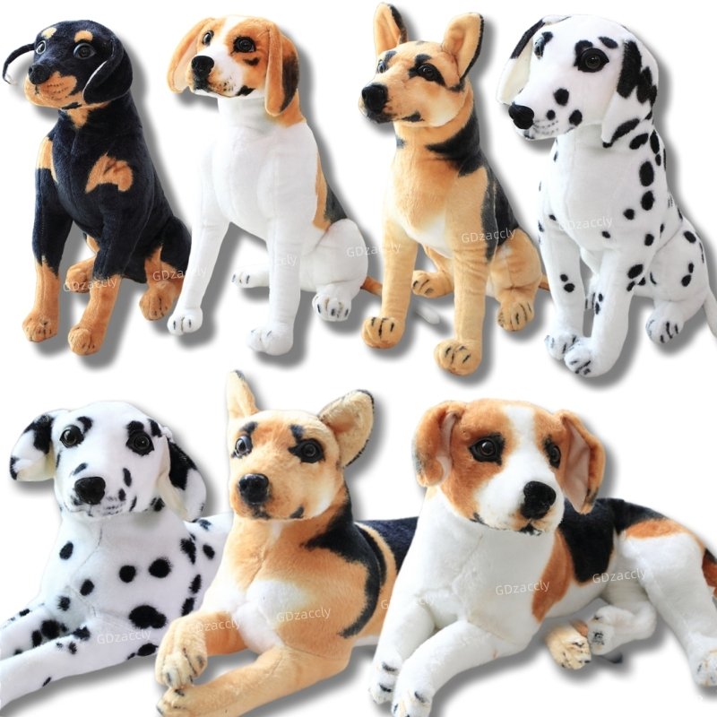 Chiens en Peluche Réalistes - Doberman, Beagle, Dalmatien