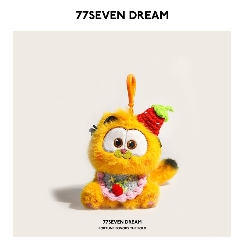 Porte-clés Peluche Chat Fraise Adorable | 77SEVEN DREAM