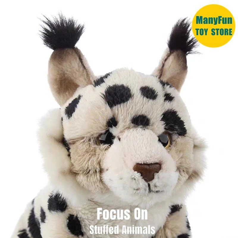 Peluche Douce Lynx Blanc Tacheté - Jouet Animal Réaliste