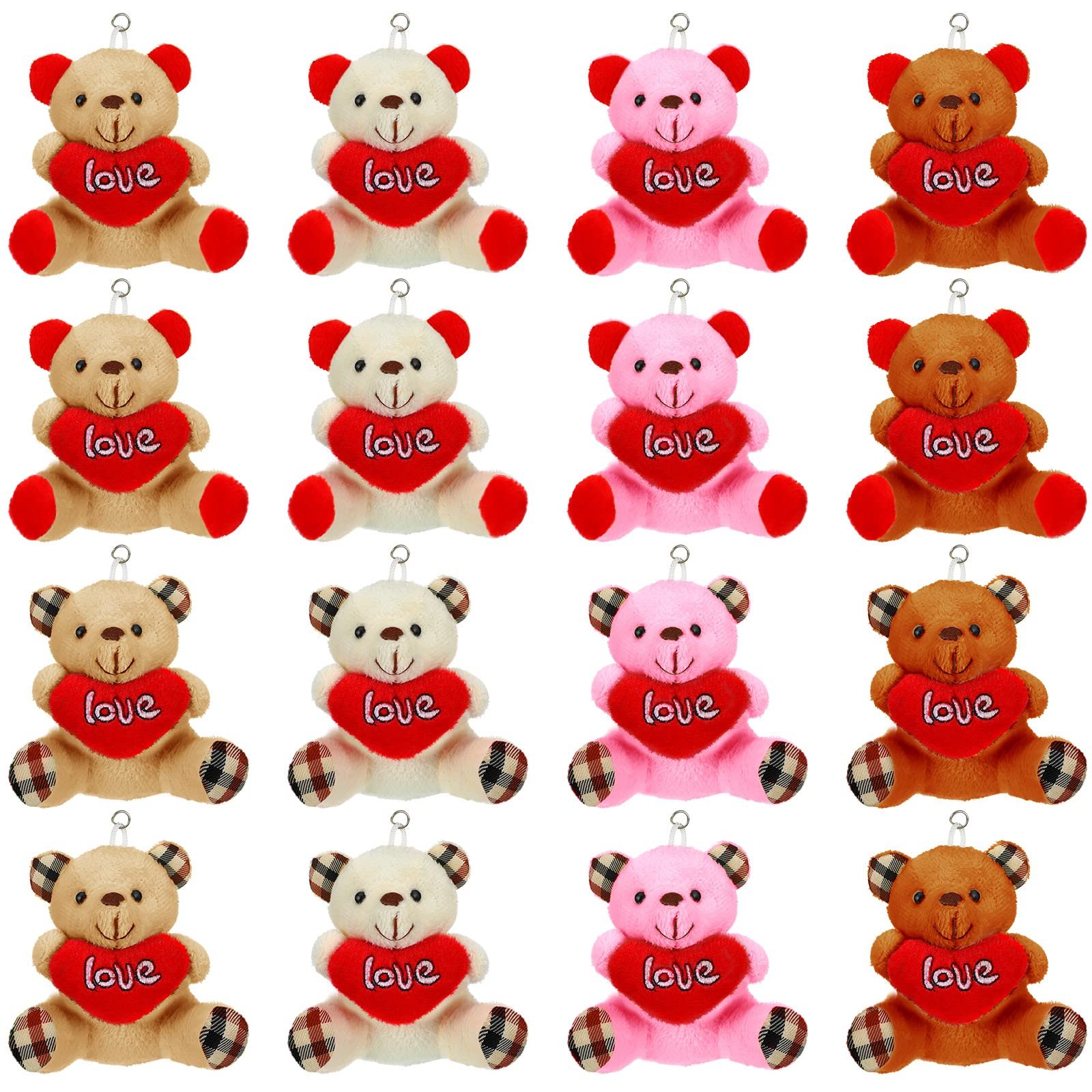 Mini oursons peluche Love - Assortiment couleurs douces