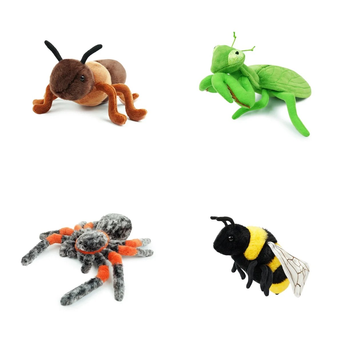 Peluche Insectes Réalistes | Mante, Fourmi, Abeille, Araignée