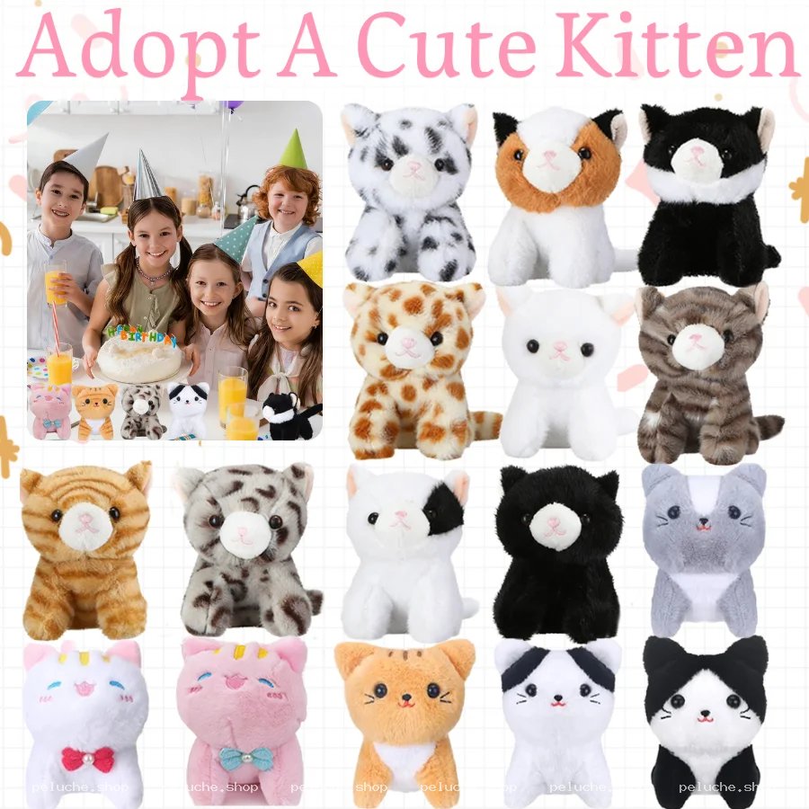 Adoptez un adorable chaton en peluche - Collection mignonne