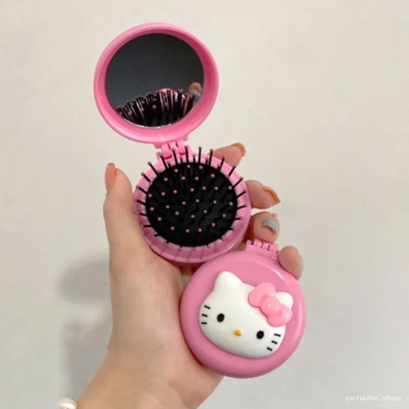 Brosse & Miroir Compact Hello Kitty Rose - Accessoire Cheveux