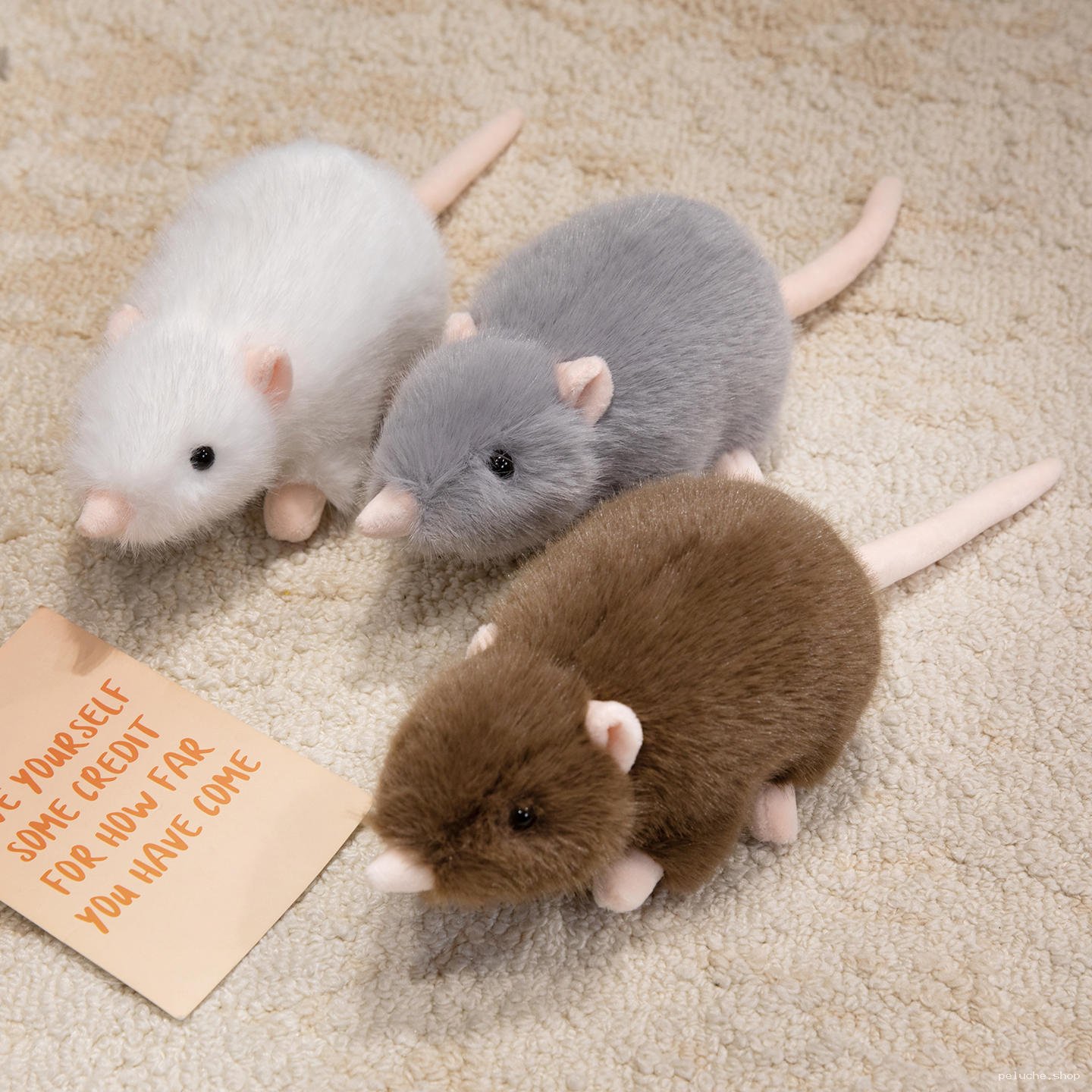 Lot de 3 Peluches Ratons Mignons | Doux et Réalistes