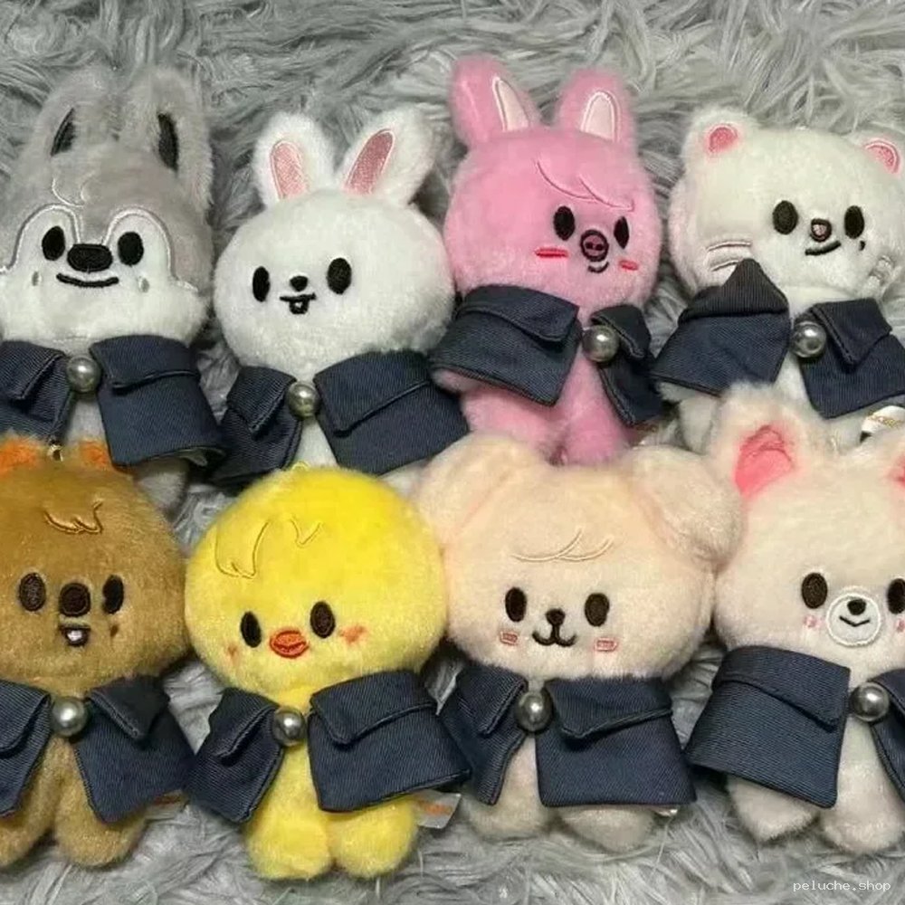 Mini Peluches Animaux Mignons Porte-clés avec Cape et Clochette