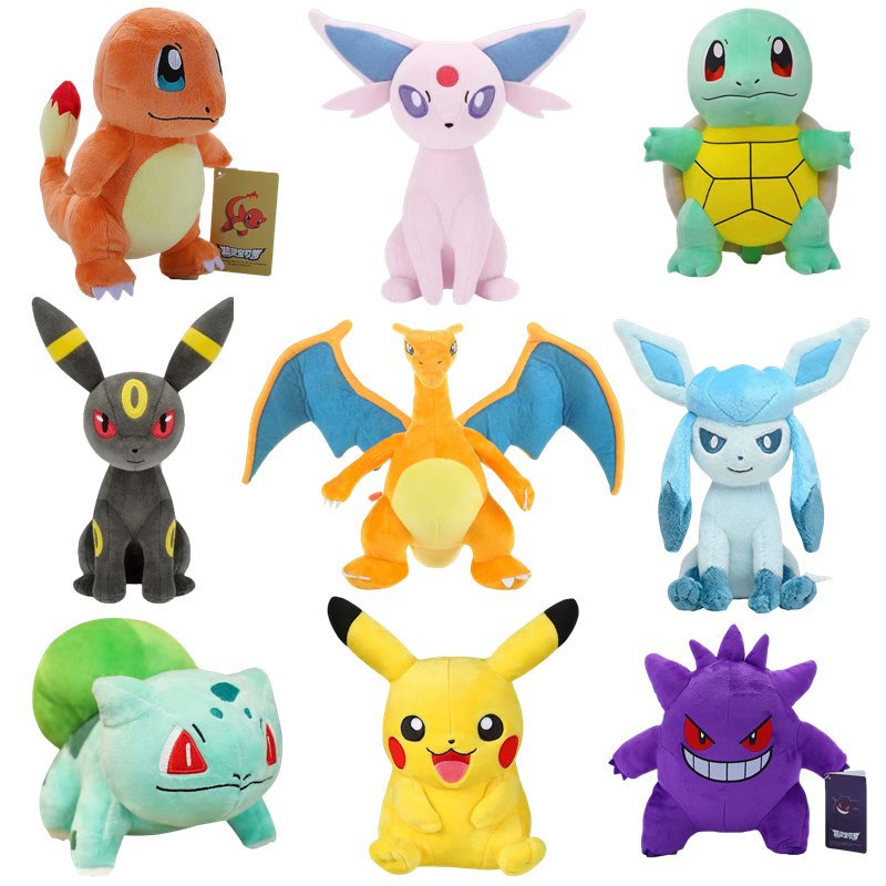Peluches Pokémon Collection : Pikachu, Dracaufeu, Évoli et plus