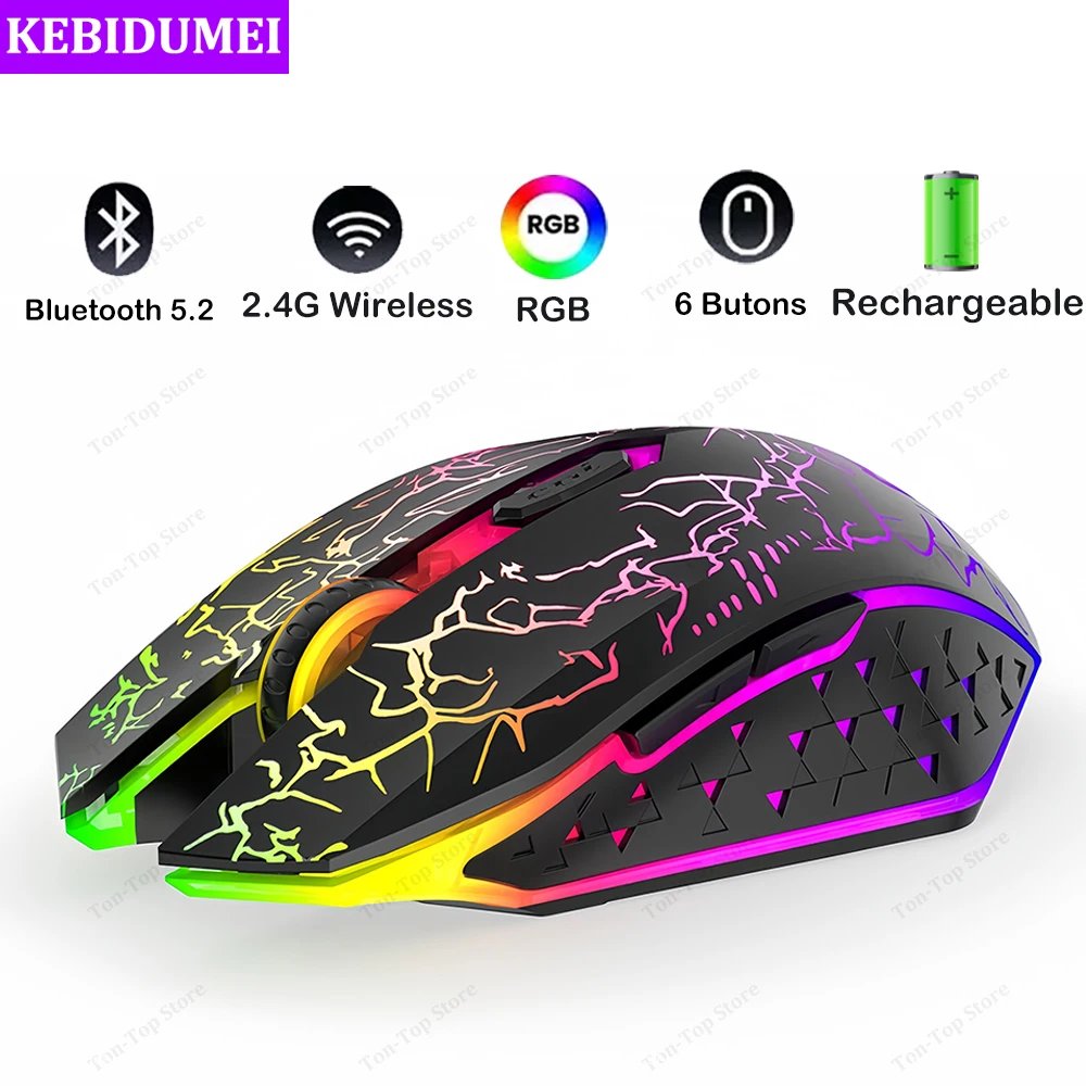 Souris Gaming Sans Fil KEBIDUMEI RGB - Bluetooth 5.2 & 2.4G