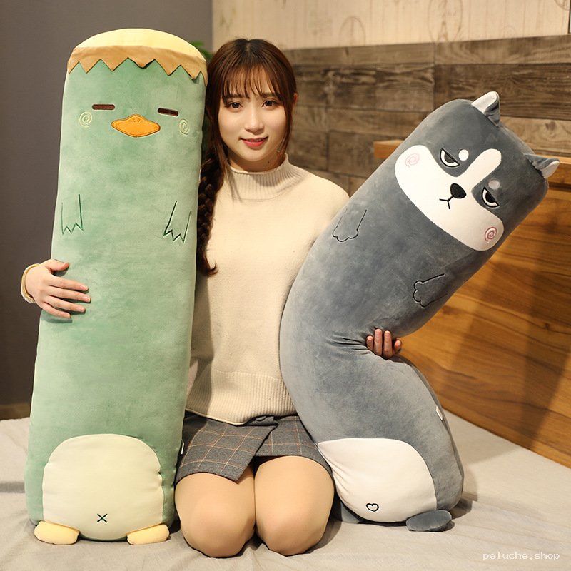 Peluches Coussins Longs Animaux Mignons | Canard & Husky Doux