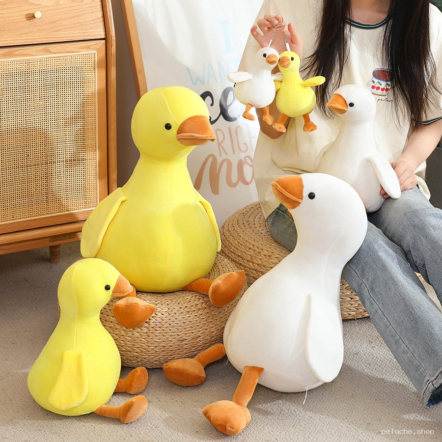 Peluche Canard Jaune & Oie Blanche - Douceur Câline