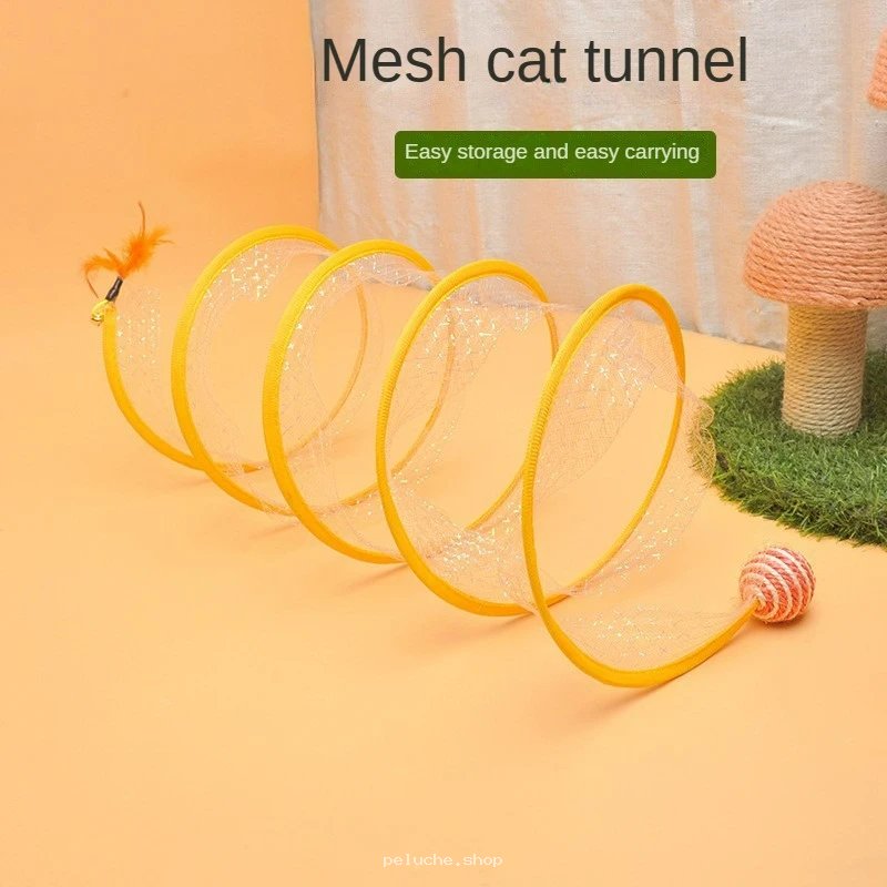 Tunnel de jeu pliable en maille pour chats | Rangement facile