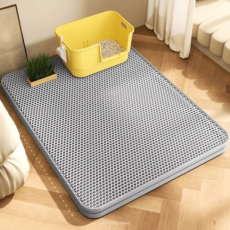 Tapis litière anti-éclaboussures pour chat - Double couche