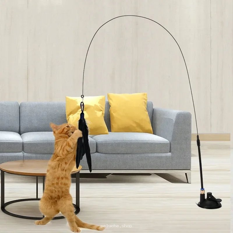 Jouet Canne à Pêche Interactif pour Chat avec Ventouse