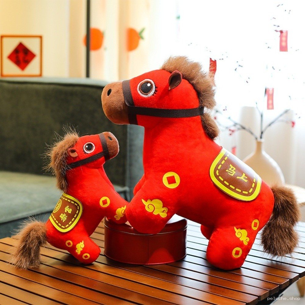 Peluche Cheval Rouge Porte-Bonheur - Décoration Asiatique