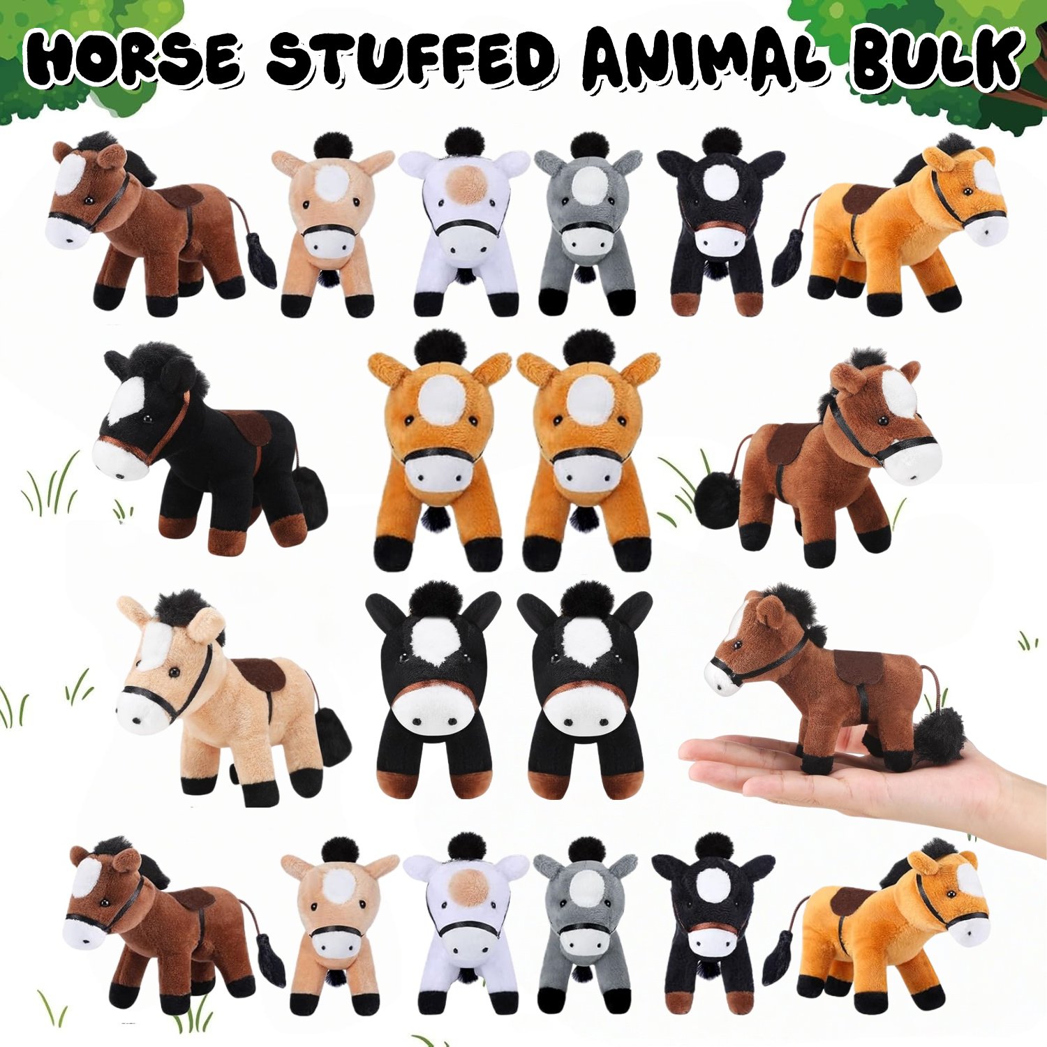 Peluche cheval assorties en lot - Doux et colorés pour enfants