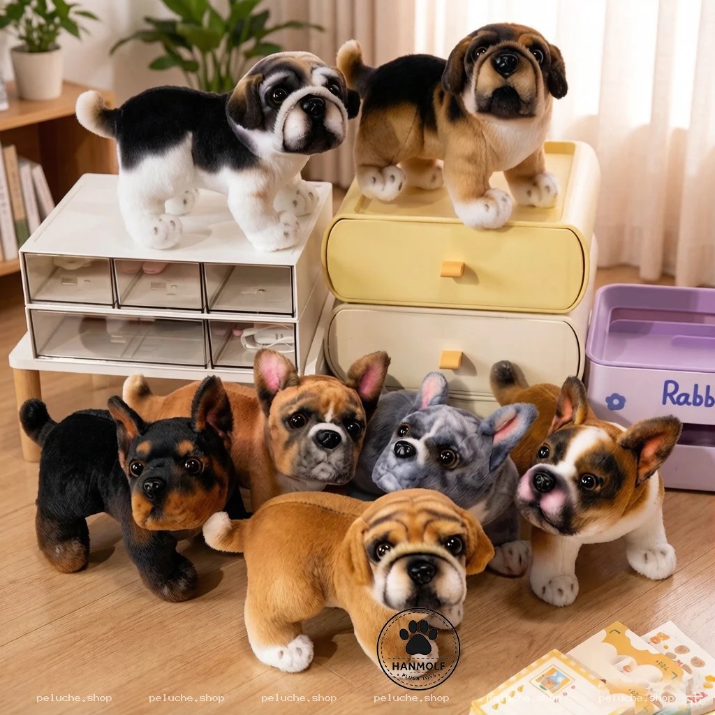Peluches Chiots Réalistes | Doux Bulldogs, Carlins & Amis