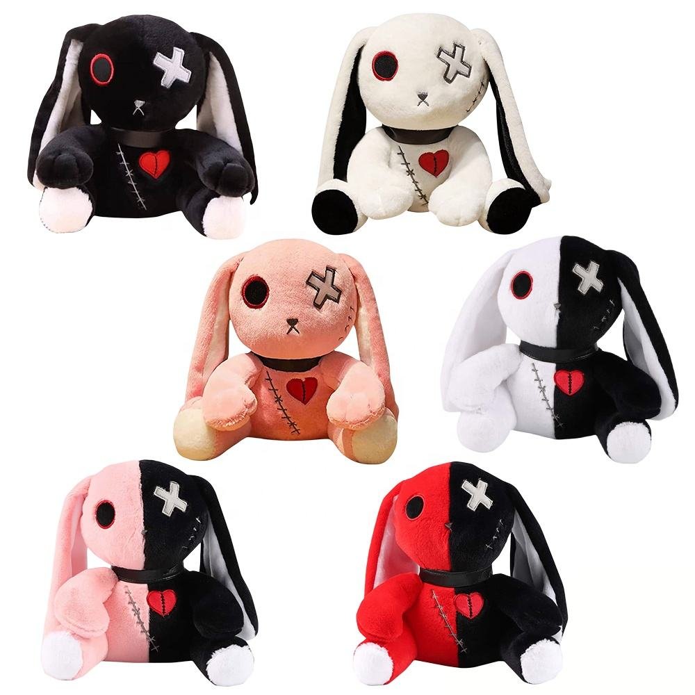 Lapins Peluche Emo Gothiques : Cœur Cousu, Design Unique
