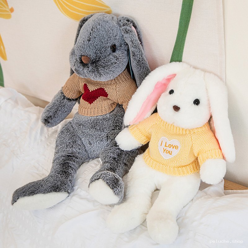 Peluche Lapin Doux avec Pull | Mignon Compagnon Enfant