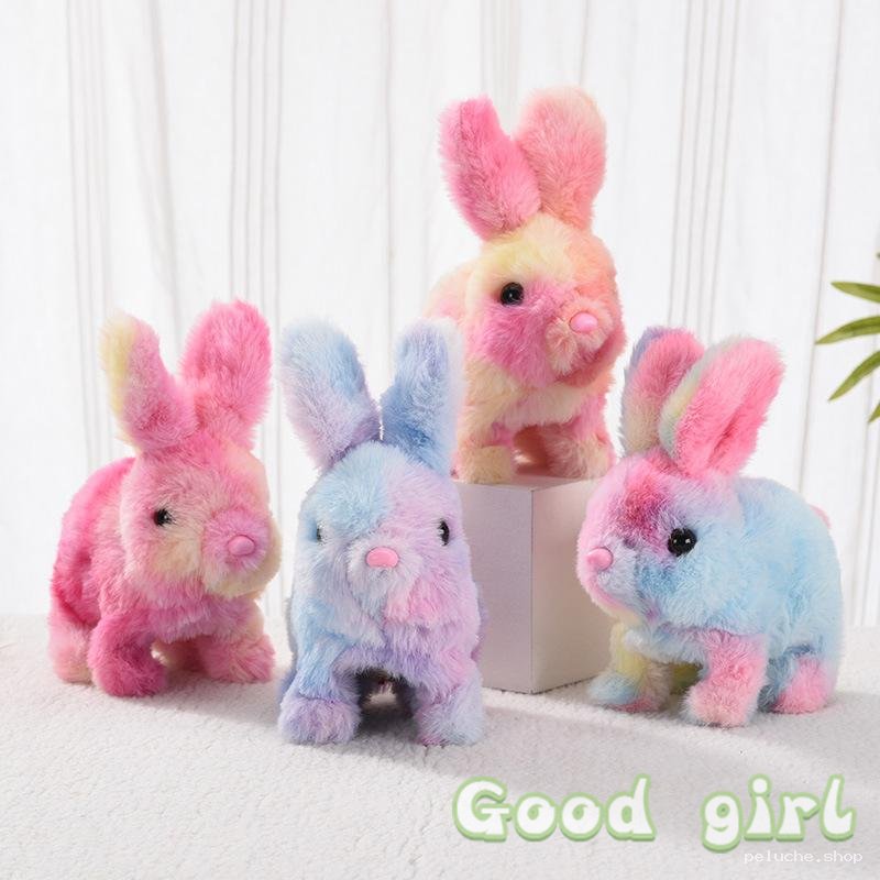 Peluche Lapin Tie-Dye Coloré - Doux et Adorable Cadeau Enfant