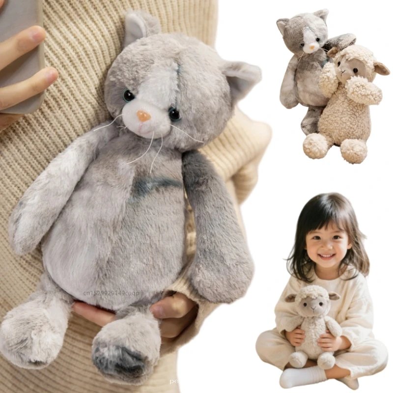 Peluche chat gris doux & mouton | Jouets câlins pour enfants
