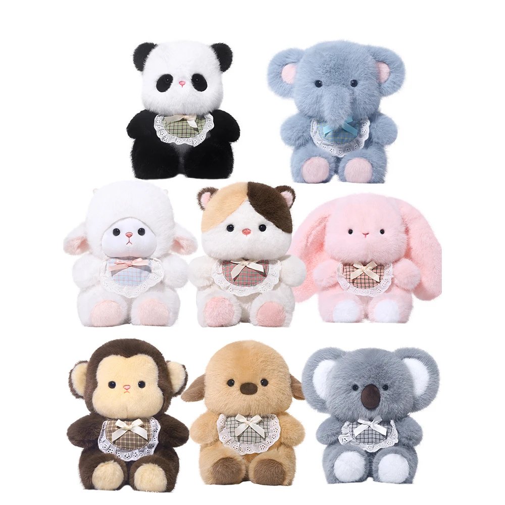 Peluche Animaux Mignons avec Bavoir – Douceur et Charme