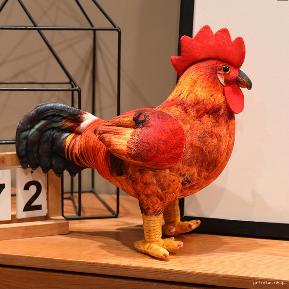 Peluche Coq Réaliste | Doux et Coloré pour Enfants et Déco