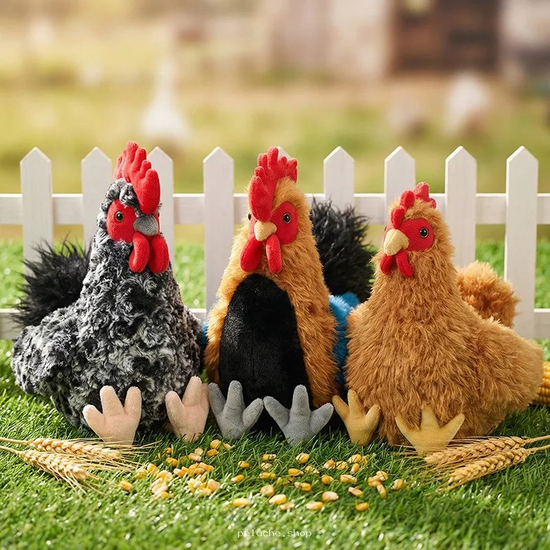 Peluche Poule Réaliste | Animaux de Ferme Doux et Mignons