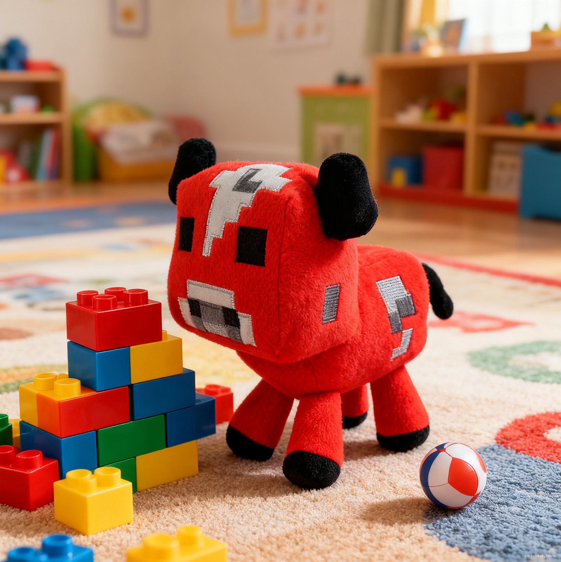 Peluche Minecraft Vache Champignon Rouge Officielle | Jouet Doux