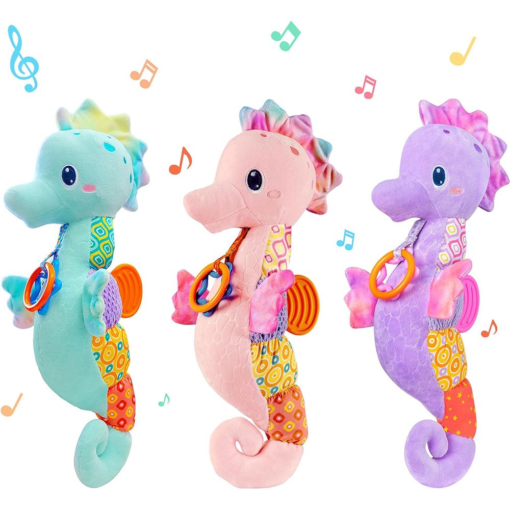 Jouet musical hippocampe en peluche pour bébé - Éveil sensoriel