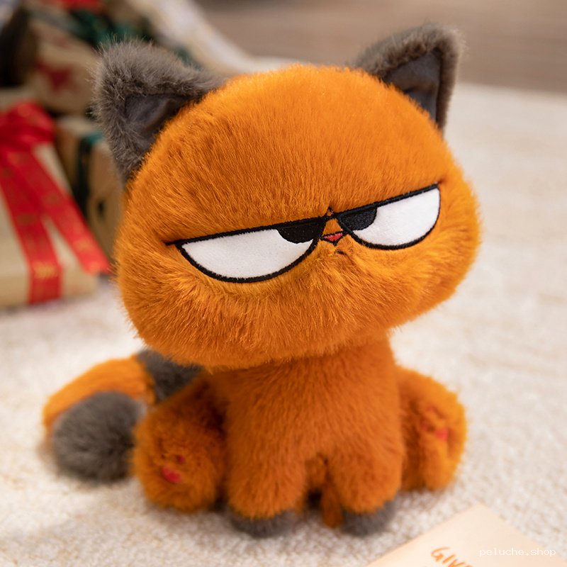 Peluche Chat Grincheux Orange - Doudou Mignon et Amusant